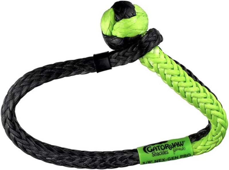Bubba Rope 176746NGGB Heavy Duty 3/8" Synthetic Shackle NexGen PRO Gator Jaw Breaking Strength of 47,000 lb with HMPE in Green and Black, Accessory Ideal for Recovery and Towing Stuck Vehicle - Image 2